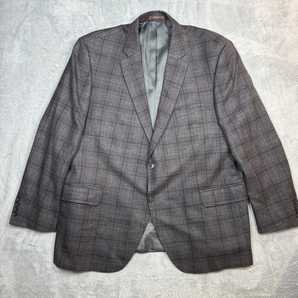 Peter Millar Sport Coat Blazer Mens 48R Brown Plaid Loro Piana Wool Silk Linen